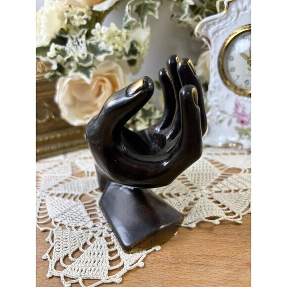 Vintage Metal Jewelry Display Hand – Mid Century Vanity Decor – Bronze Mannequin - Picture 13 of 13